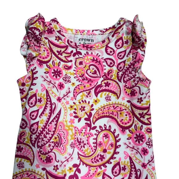 Crown & Ivy Baby Pink and Yellow Paisley Jumpsuit size 6 months - Picture 3 of 7